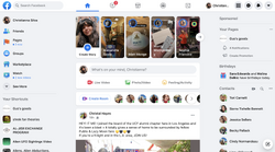 Tampilan antarmuka beranda utama pengguna di Facebook.